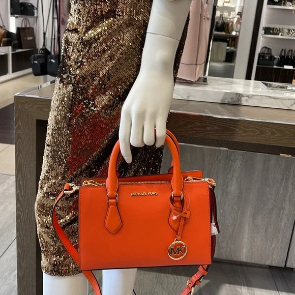 MICHAEL KORSSheila Small Faux Saffiano Leather SatchelPoppy NWT